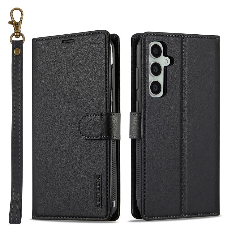 For Samsung Galaxy A36 5G LC.IMEEKE L2 Series Detachable Magsafe PU Phone Case with Lanyard(Black)