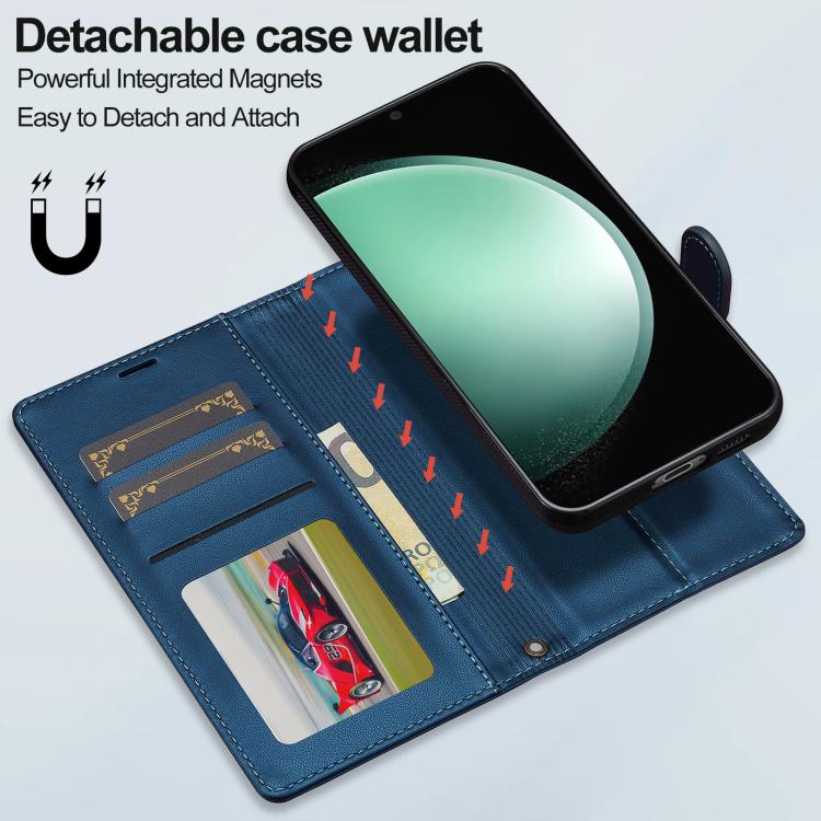 For Samsung Galaxy A36 5G LC.IMEEKE L2 Series Detachable Magsafe PU Phone Case with Lanyard(Blue)