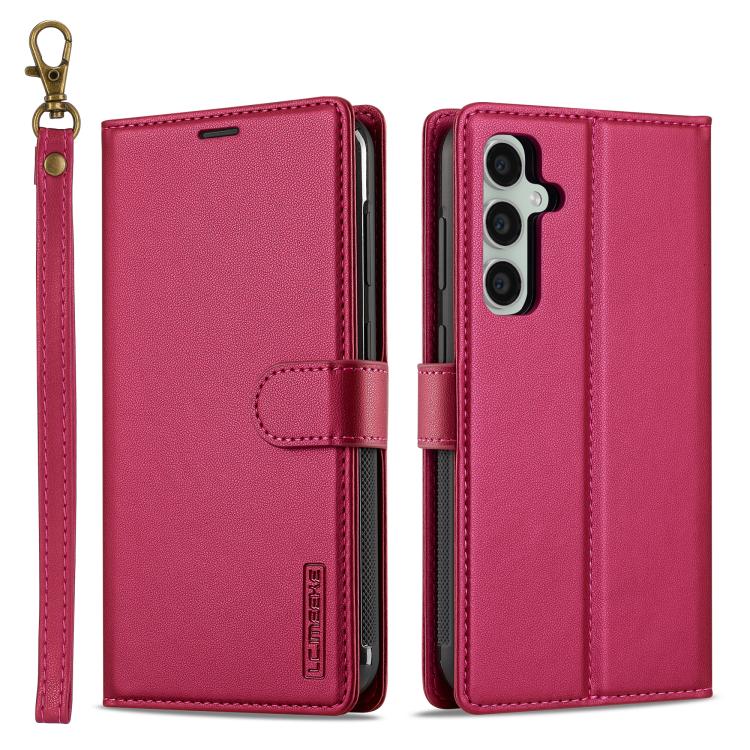 For Samsung Galaxy A36 5G LC.IMEEKE L2 Series Detachable Magsafe PU Phone Case with Lanyard(Red)