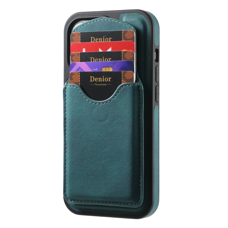 For iPhone 15 Denior D19 Skin Feel MagSafe Detachable Card Slot Phone Case(Blue)