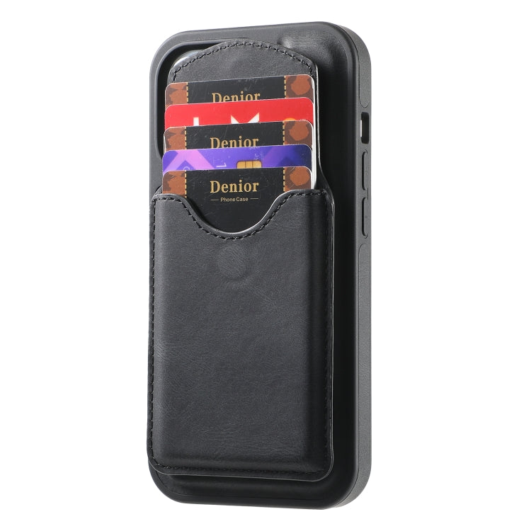 For iPhone 14 Pro Denior D19 Skin Feel MagSafe Detachable Card Slot Phone Case(Black)