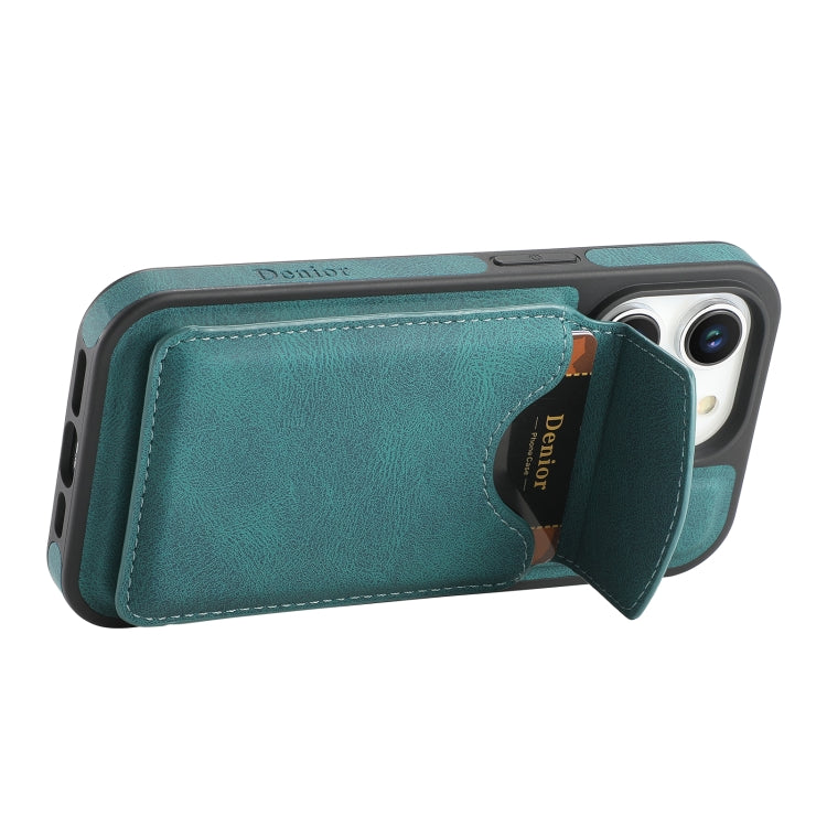 For iPhone 14 Pro Max Denior D19 Skin Feel MagSafe Detachable Card Slot Phone Case(Blue)