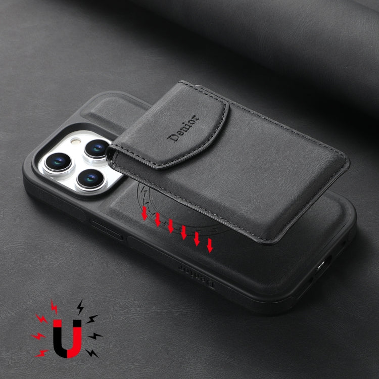 For iPhone 12 / 12 Pro Denior D19 Skin Feel MagSafe Detachable Card Slot Phone Case(Black)