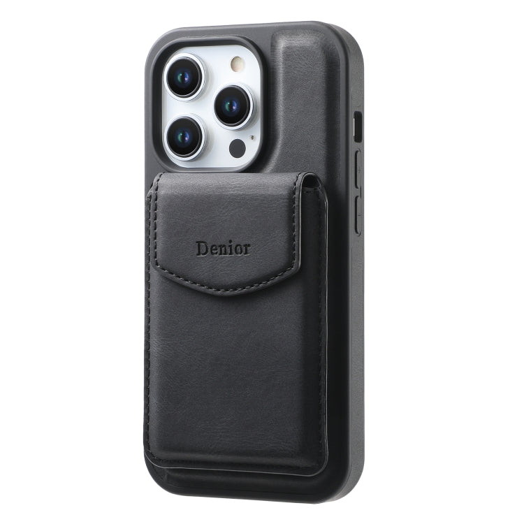 For iPhone 12 / 12 Pro Denior D19 Skin Feel MagSafe Detachable Card Slot Phone Case(Black)