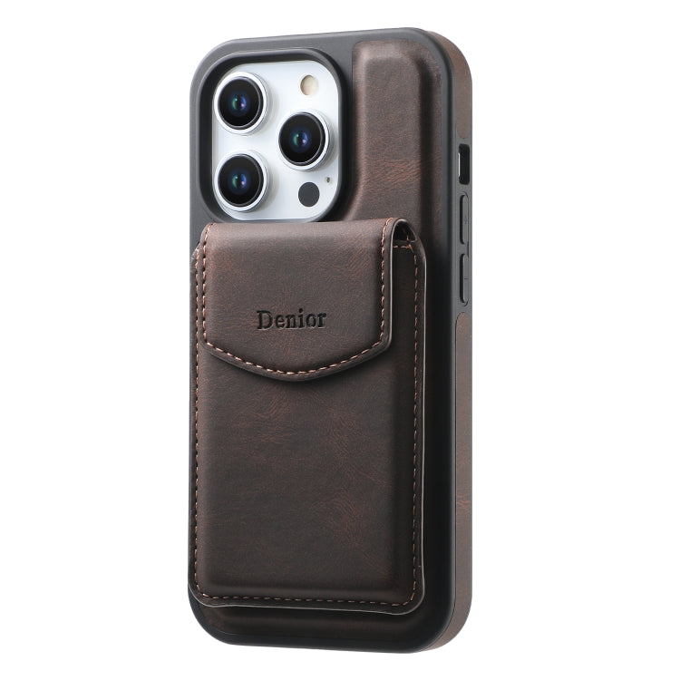 For iPhone 12 Pro Max Denior D19 Skin Feel MagSafe Detachable Card Slot Phone Case(Brown)