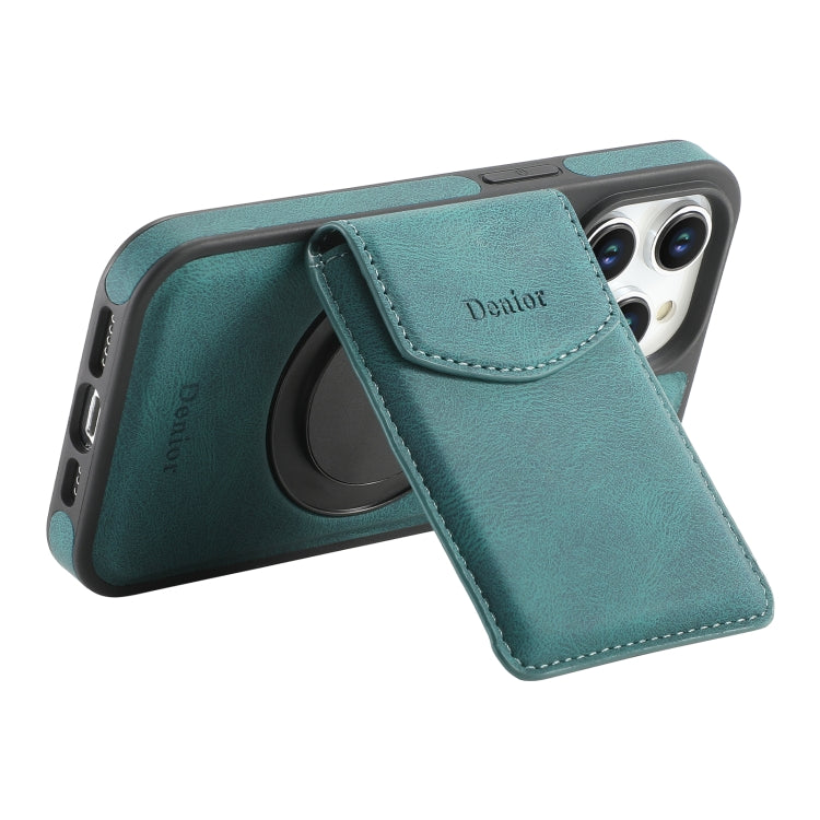 For iPhone 14 Pro Denior D20 Skin Feel MagSafe Holder Detachable Card Slot Phone Case(Blue)