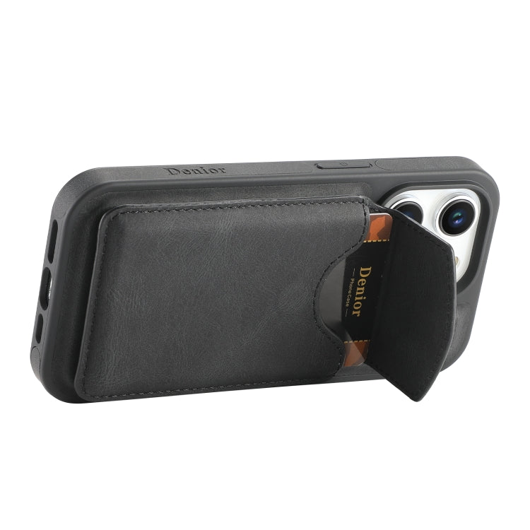 For iPhone 12 / 12 Pro Denior D20 Skin Feel MagSafe Holder Detachable Card Slot Phone Case(Black)