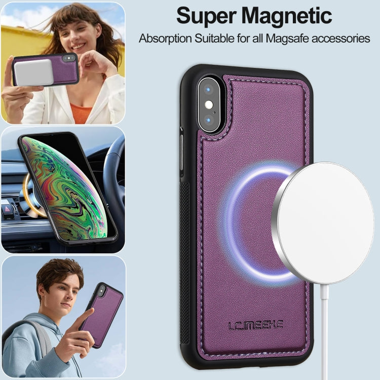 For iPhone X / XS LC.IMEEKE L2 Series Detachable Magsafe PU Phone Case with Lanyard(Purple)