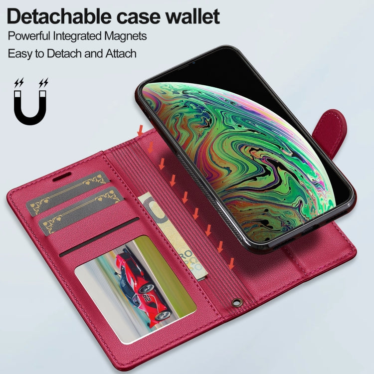 For iPhone X / XS LC.IMEEKE L2 Series Detachable Magsafe PU Phone Case with Lanyard(Red)