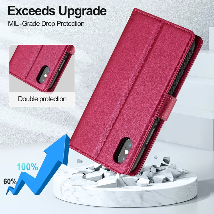 For iPhone X / XS LC.IMEEKE L2 Series Detachable Magsafe PU Phone Case with Lanyard(Red)