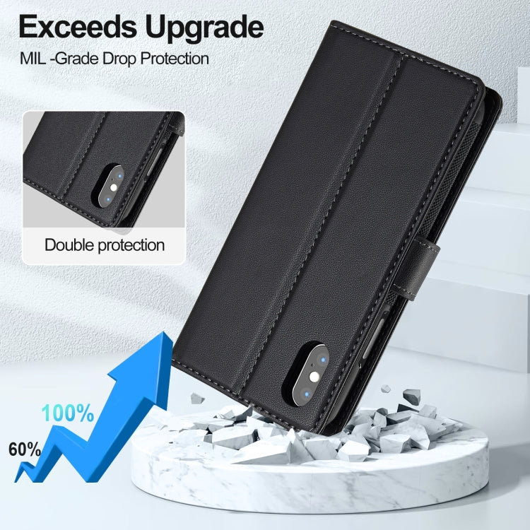 For iPhone XS Max LC.IMEEKE L2 Series Detachable Magsafe PU Phone Case with Lanyard(Black)