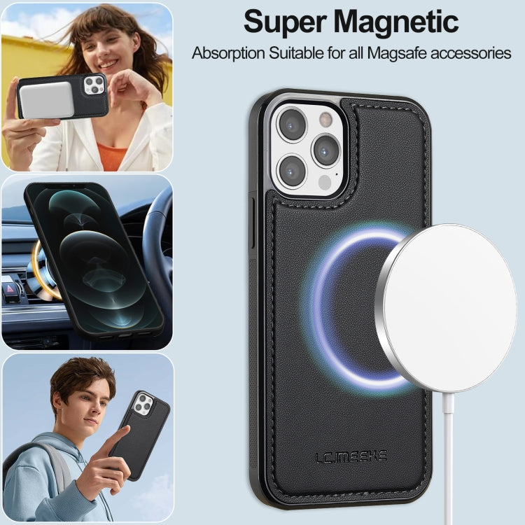 For iPhone 14 Pro Max LC.IMEEKE L2 Series Detachable Magsafe PU Phone Case with Lanyard(Black)