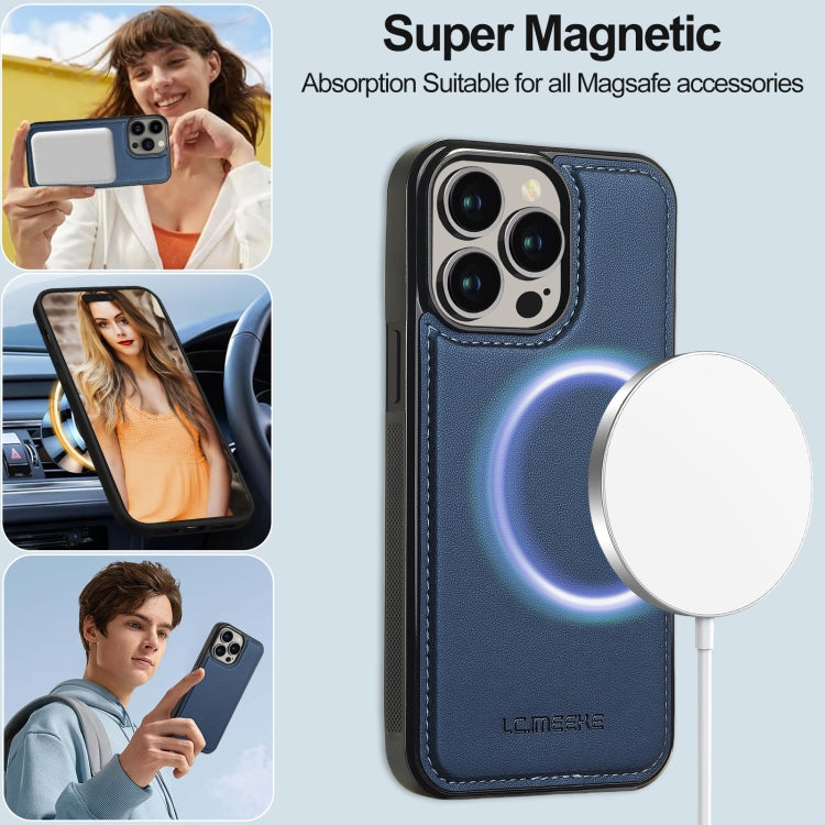 For iPhone 13 Pro LC.IMEEKE L2 Series Detachable Magsafe PU Phone Case with Lanyard(Blue)