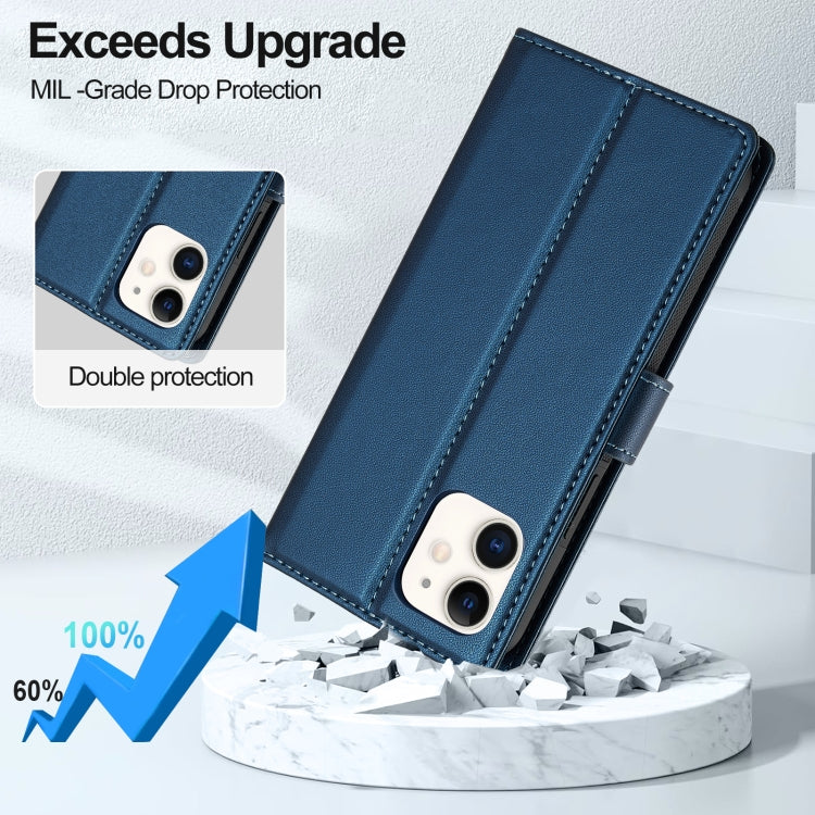 For iPhone 11 LC.IMEEKE L2 Series Detachable Magsafe PU Phone Case with Lanyard(Blue)