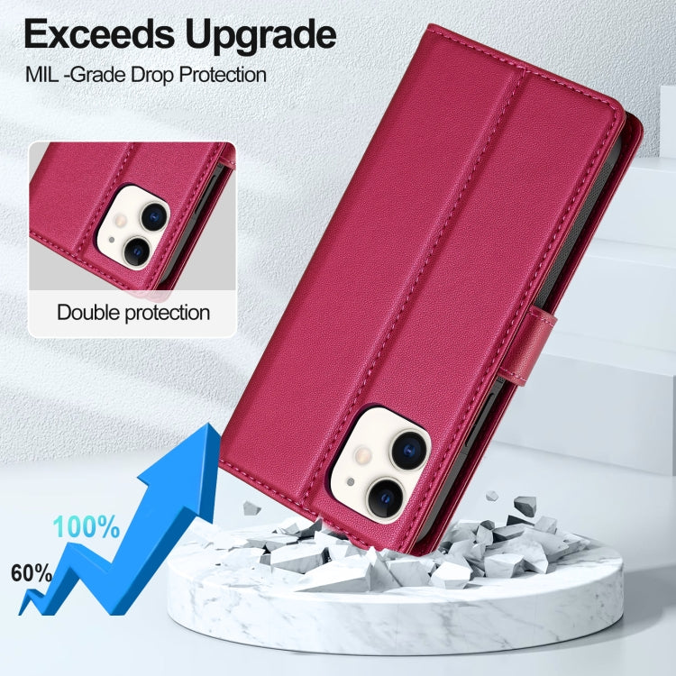 For iPhone 11 LC.IMEEKE L2 Series Detachable Magsafe PU Phone Case with Lanyard(Red)