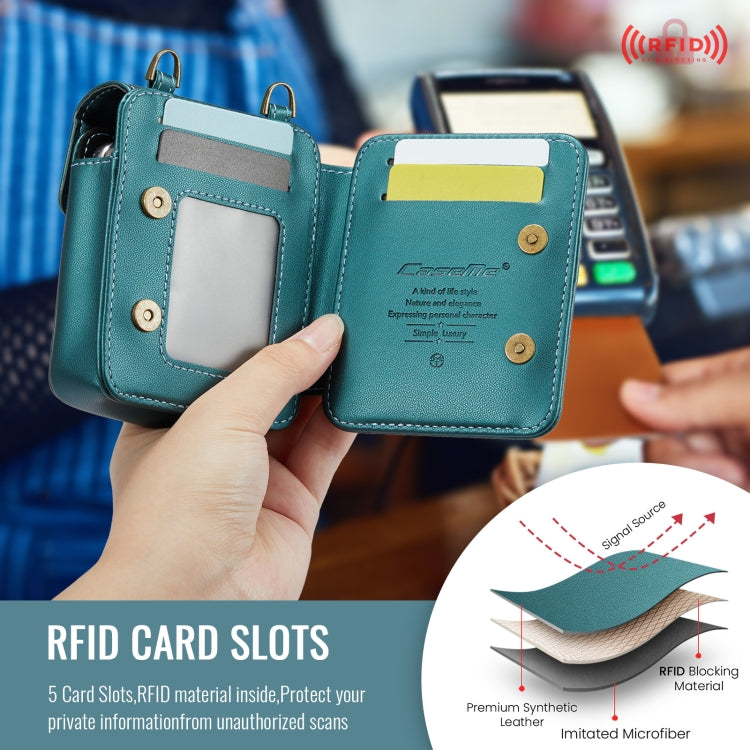 For Samsung Z Flip Series CaseMe Me50 Mini Lanyard Universal Bag(Green)