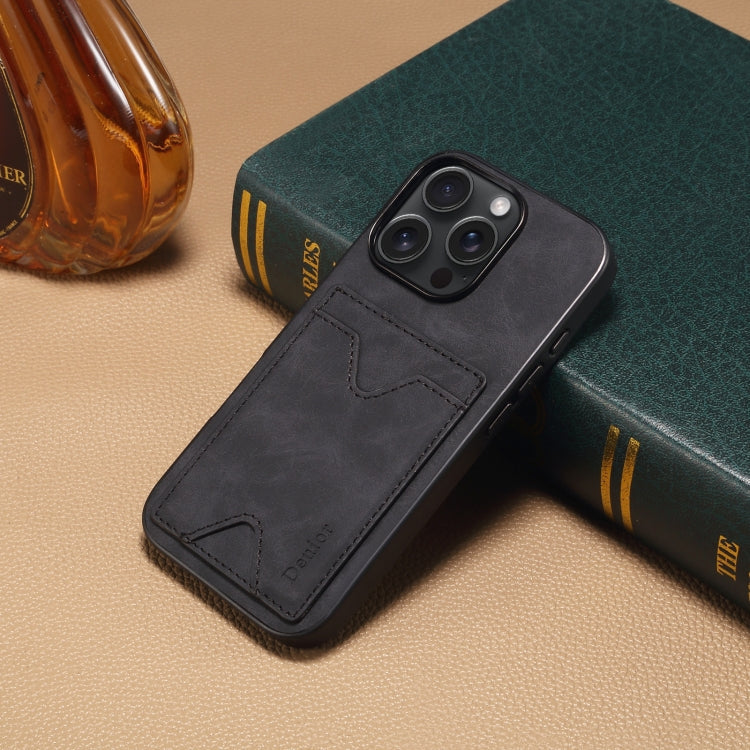 For iPhone 16 Pro Denior D06 PU Back Cover Card Slot Holder Phone Case(Black)