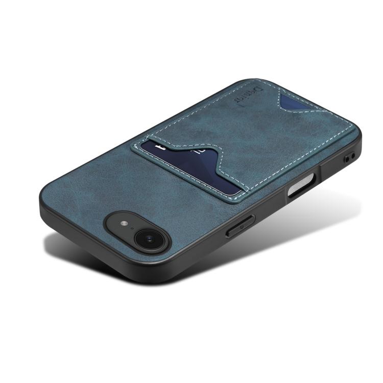 For iPhone 17e / 16e Denior D06 PU Back Cover Card Slot Holder Phone Case(Blue)