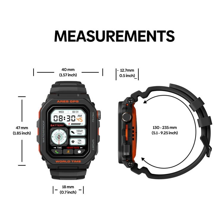 Zeblaze Ares GPS Rugged GPS Smart Watch, Support Heart Rate / Pulse Ox Blood Oxygen(Lava Black)