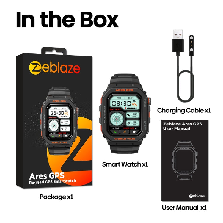 Zeblaze Ares GPS Rugged GPS Smart Watch, Support Heart Rate / Pulse Ox Blood Oxygen(Lava Black)