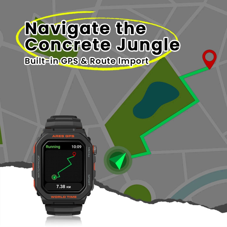 Zeblaze Ares GPS Rugged GPS Smart Watch, Support Heart Rate / Pulse Ox Blood Oxygen(Lava Black)