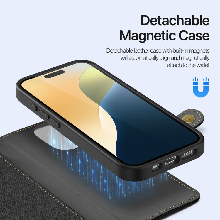 For iPhone 16 Pro Max DUX DUCIS Lawa Series 2 in 1 Wallet Zipper Detachable MagSafe Phone Case with Lanyard(Black)