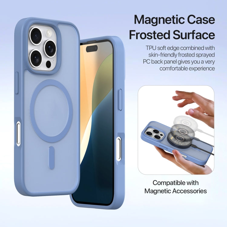 For iPhone 16 Pro DUX DUCIS Lawa Series 2 in 1 Wallet Zipper Detachable MagSafe Phone Case with Lanyard(Light Blue)