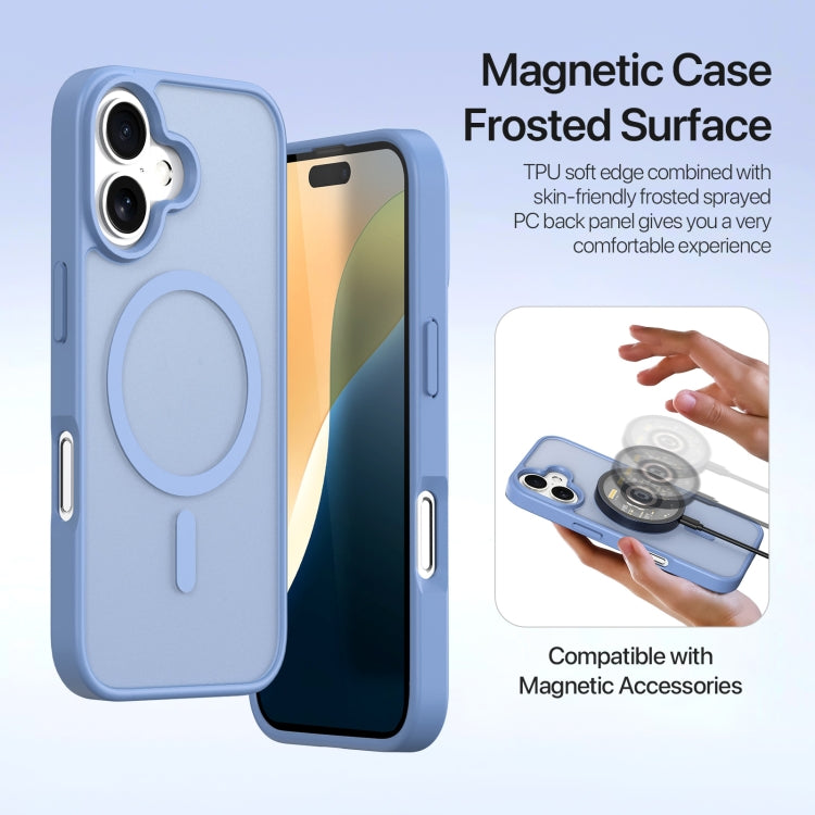 For iPhone 16 Plus DUX DUCIS Lawa Series 2 in 1 Wallet Zipper Detachable MagSafe Phone Case with Lanyard(Light Blue)