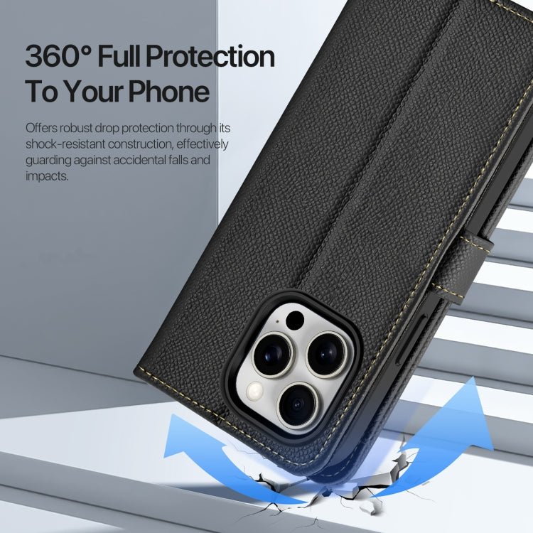 For iPhone 15 Pro Max DUX DUCIS Lawa Series 2 in 1 Wallet Zipper Detachable MagSafe Phone Case with Lanyard(Black)