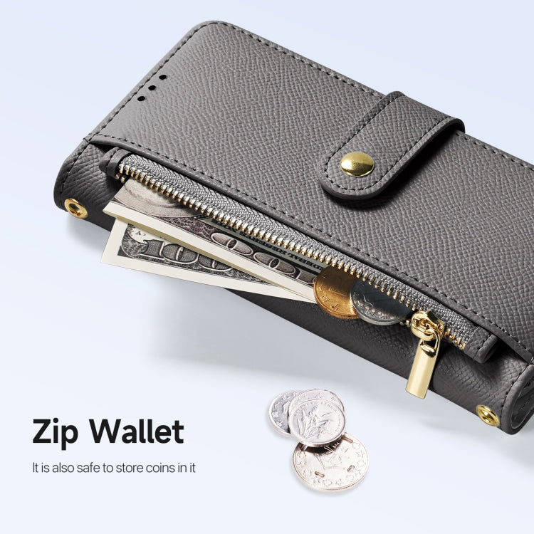 For iPhone 15 Pro Max DUX DUCIS Lawa Series 2 in 1 Wallet Zipper Detachable MagSafe Phone Case with Lanyard(Grey)