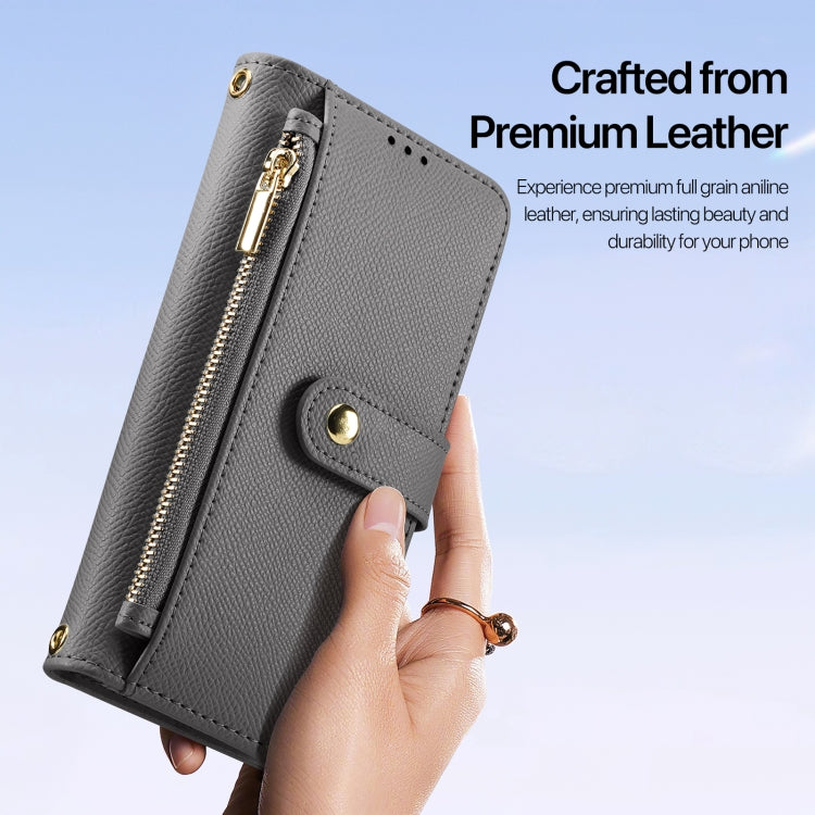 For iPhone 15 Pro Max DUX DUCIS Lawa Series 2 in 1 Wallet Zipper Detachable MagSafe Phone Case with Lanyard(Grey)