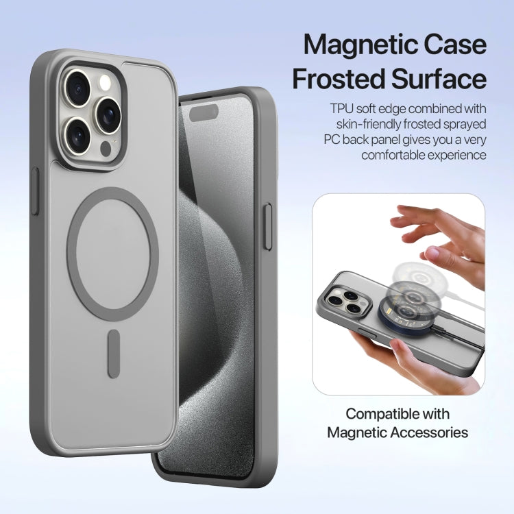 For iPhone 15 Pro DUX DUCIS Lawa Series 2 in 1 Wallet Zipper Detachable MagSafe Phone Case with Lanyard(Grey)