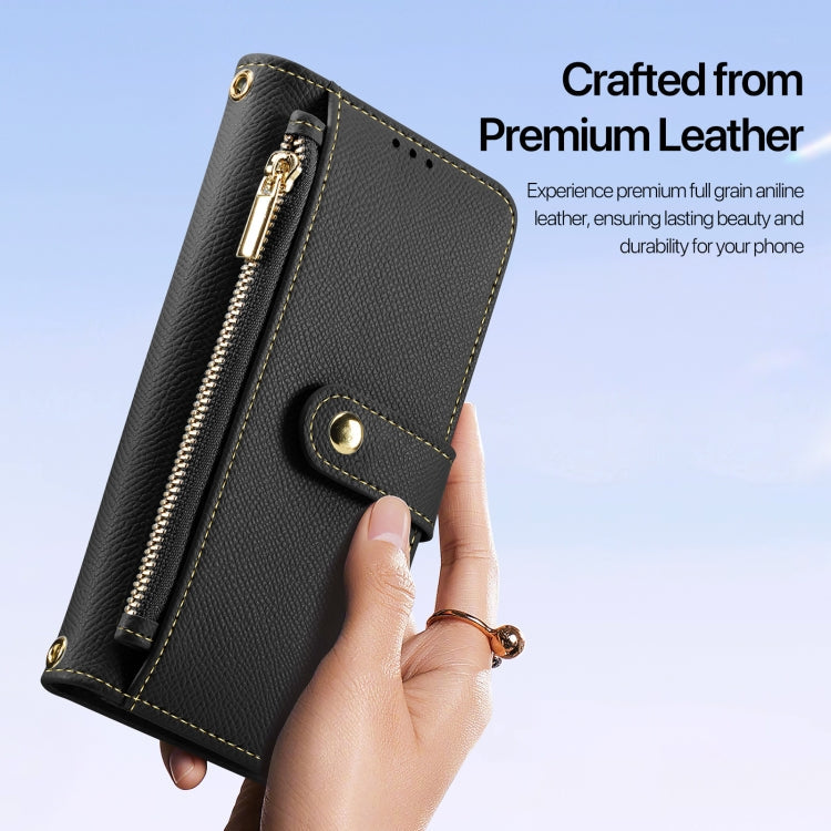 For iPhone 15 Plus DUX DUCIS Lawa Series 2 in 1 Wallet Zipper Detachable MagSafe Phone Case with Lanyard(Black)