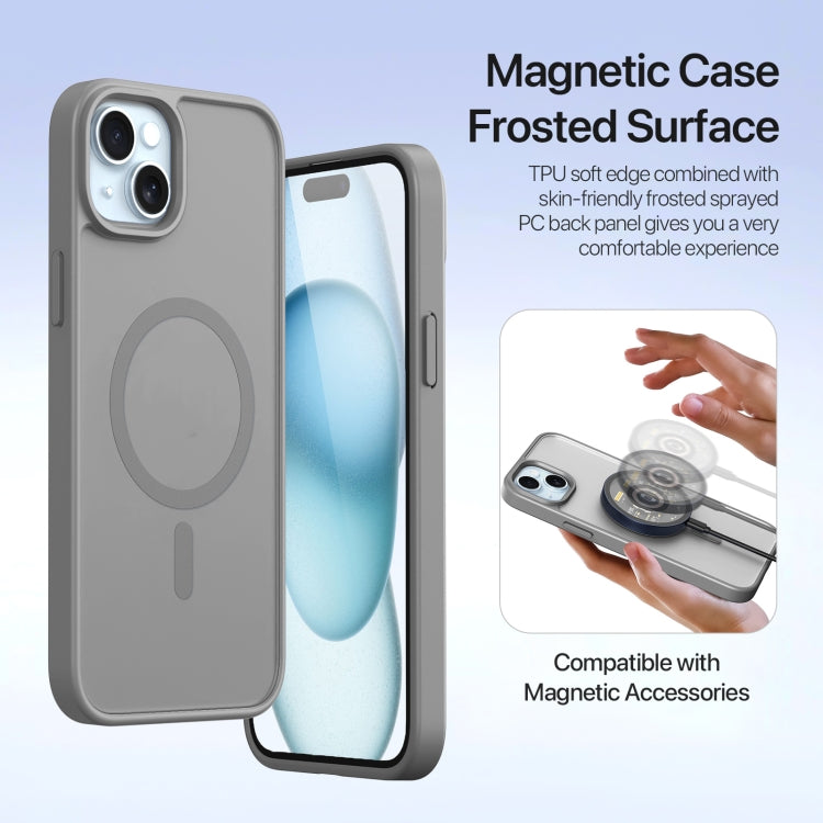 For iPhone 15 Plus DUX DUCIS Lawa Series 2 in 1 Wallet Zipper Detachable MagSafe Phone Case with Lanyard(Grey)