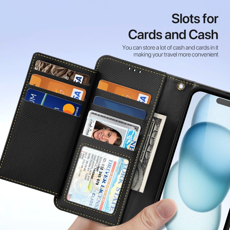 For iPhone 15 DUX DUCIS Lawa Series 2 in 1 Wallet Zipper Detachable MagSafe Phone Case with Lanyard(Black)