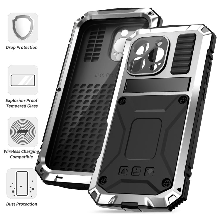 For iPhone 16 Pro Max R-JUST Life Waterproof Dustproof Shockproof Phone Case(Silver)