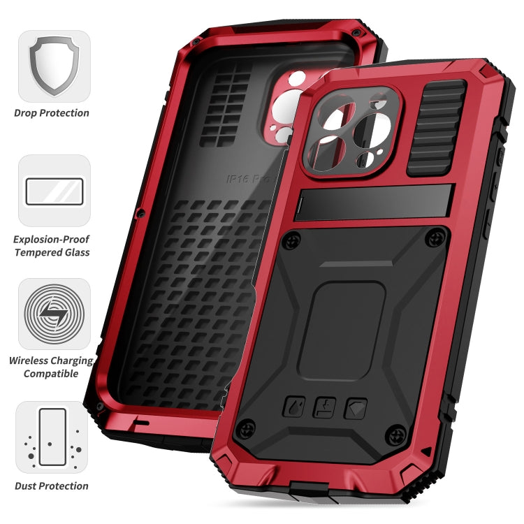 For iPhone 16 Pro R-JUST Life Waterproof Dustproof Shockproof Phone Case(Red)