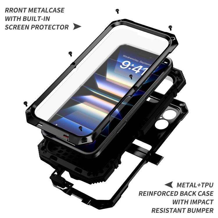 For iPhone 16 Plus R-JUST Life Waterproof Dustproof Shockproof Phone Case(Black)