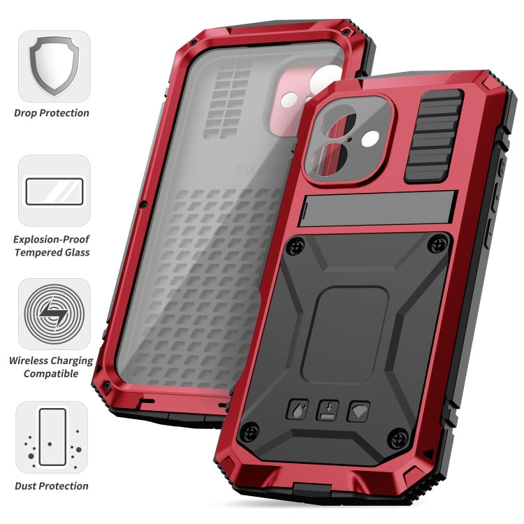For iPhone 16 Plus R-JUST Life Waterproof Dustproof Shockproof Phone Case(Red)