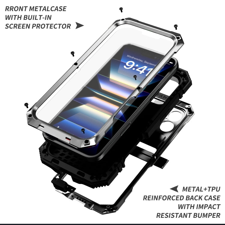 For iPhone 16 Plus R-JUST Life Waterproof Dustproof Shockproof Phone Case(Silver)