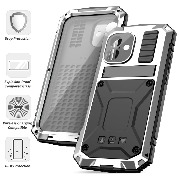 For iPhone 16 Plus R-JUST Life Waterproof Dustproof Shockproof Phone Case(Silver)