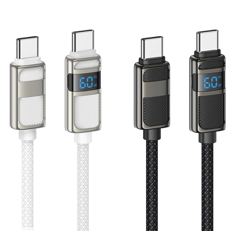 hoco U137 USB-C / Type-C to USB-C / Type-C Line 60W Charging Data Cable with Display, Length:1.2m(White)