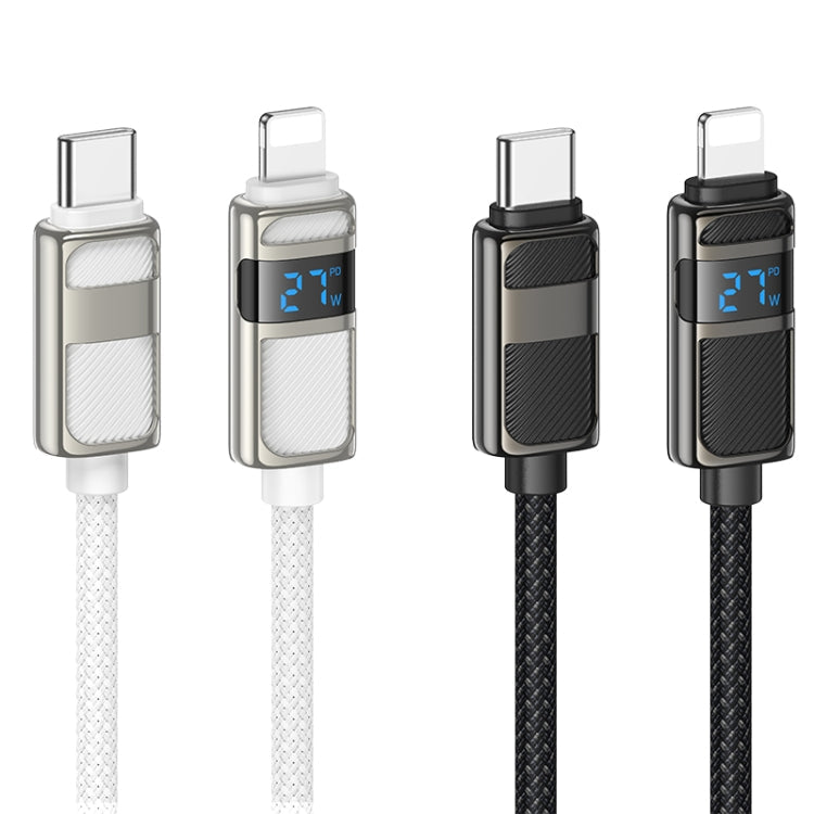 hoco U137 USB-C / Type-C to 8 Pin Line PD Charging Data Cable with Display, Length:1.2m(Black)
