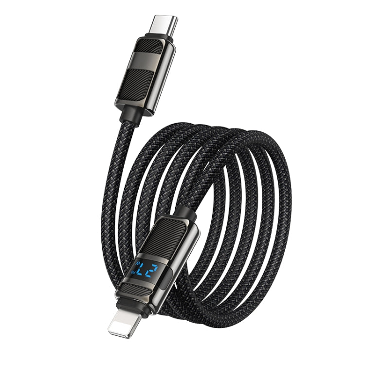 hoco U137 USB-C / Type-C to 8 Pin Line PD Charging Data Cable with Display, Length:1.2m(Black)