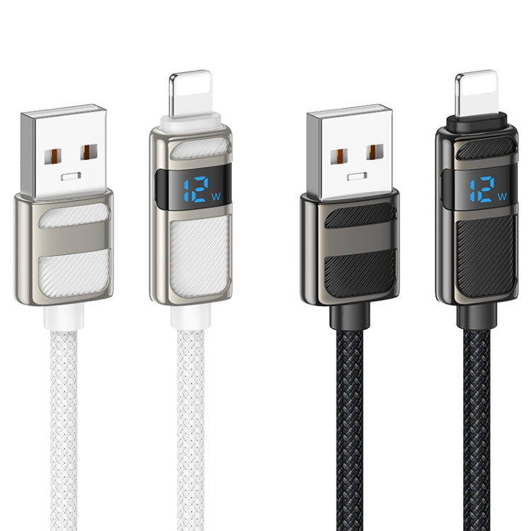 hoco U137 USB to 8 Pin Line 2.4A Charging Data Cable with Display, Length:1.2m(Black)