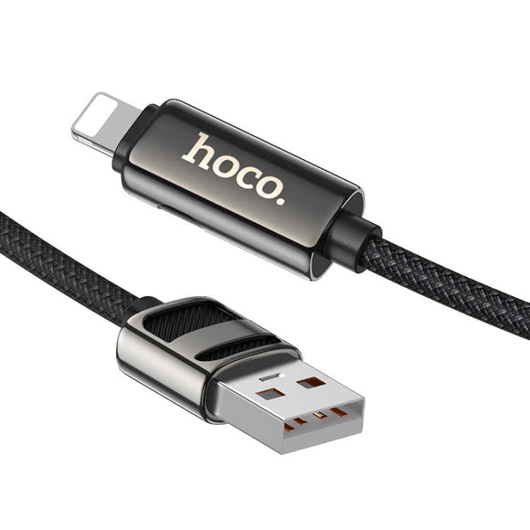 hoco U137 USB to 8 Pin Line 2.4A Charging Data Cable with Display, Length:1.2m(Black)