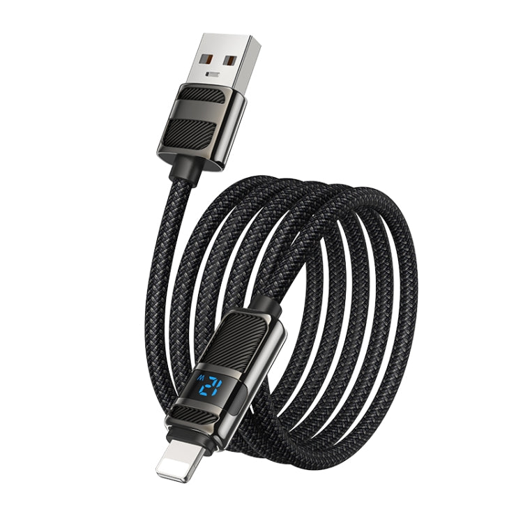 hoco U137 USB to 8 Pin Line 2.4A Charging Data Cable with Display, Length:1.2m(Black)