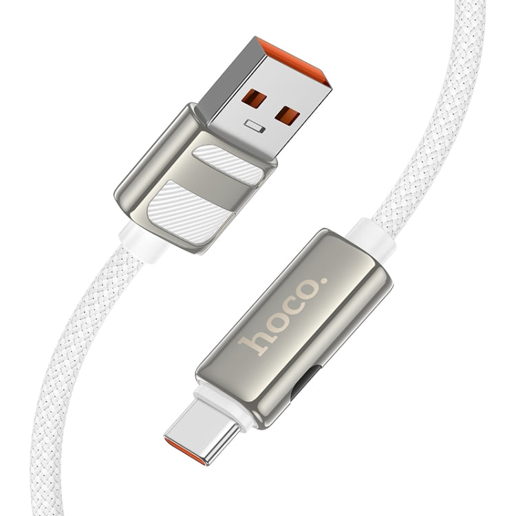 hoco U137 USB to USB-C / Type-C 5A Line Charging Data Cable with Display, Length:1.2m(White)
