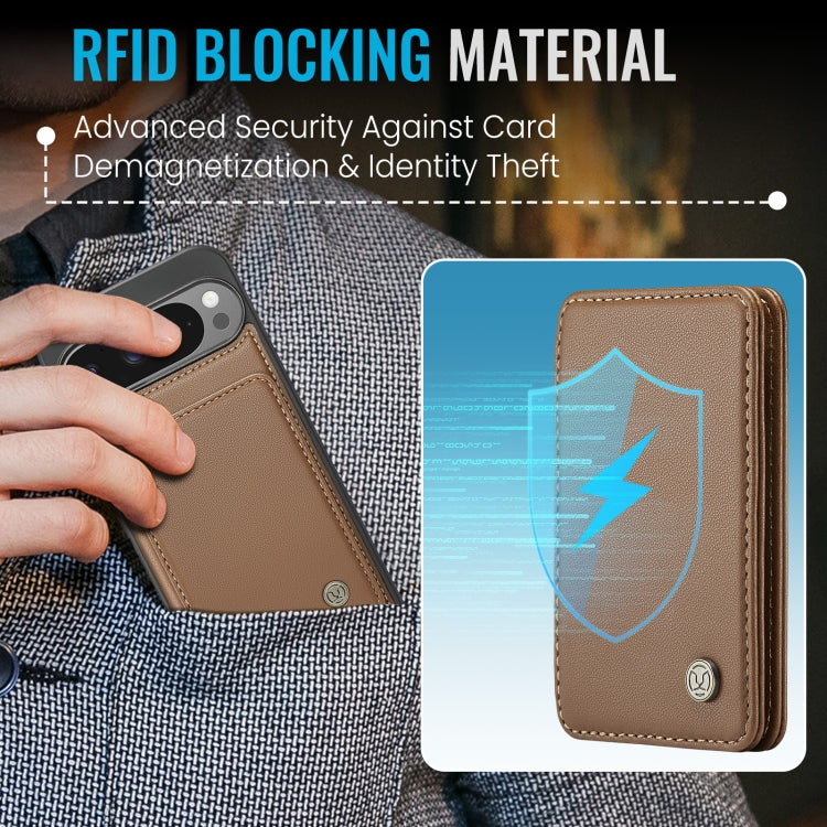 For Google Pixel 9 Pro XL JEEHOOD J05 Business Magnetic Style RFID Leather Phone Case(Brown)