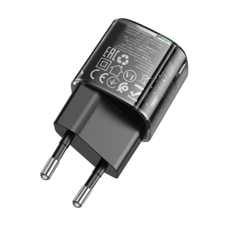 BOROFONE BN17 PD20W USB, USB-C / Type-C Charger, Plug Type:EU Plug(Black)